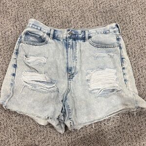 American Eagle Distressed Light Blue Denim Shorts